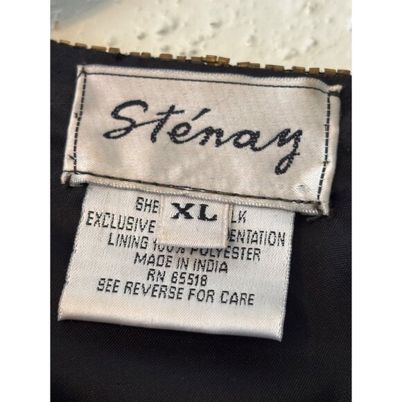 Vintage Sténay Black & Gold Silk Beaded Blouse XL - Picture 4 of 15